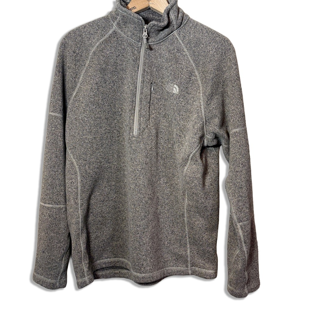 The North Face Gordon Lyons Quarter Zip Fleece Pullover Mens Medium Grey Heather